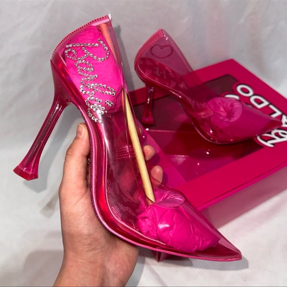 Aldo‎ x Barbie Barbiestessy Pink Rhinestone Malibu Dreamhouse Pumps Heels New - Picture 11 of 12
